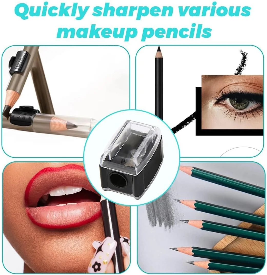 تراش آرایشی مداد، طراحی دو سوراخه، تراش لوازم آرایشی برای خط لب، خط چشم، مداد ابرو، مناسب برای مسافرت با درب، اندازه جهانی، 2 عدد تراش آرایشی مداد، طراحی دو سوراخه، تراش لوازم آرایشی برای خط لب، خط چشم، مداد ابرو، مناسب برای مسافرت با درب، اندازه جهانی، 2 عدد