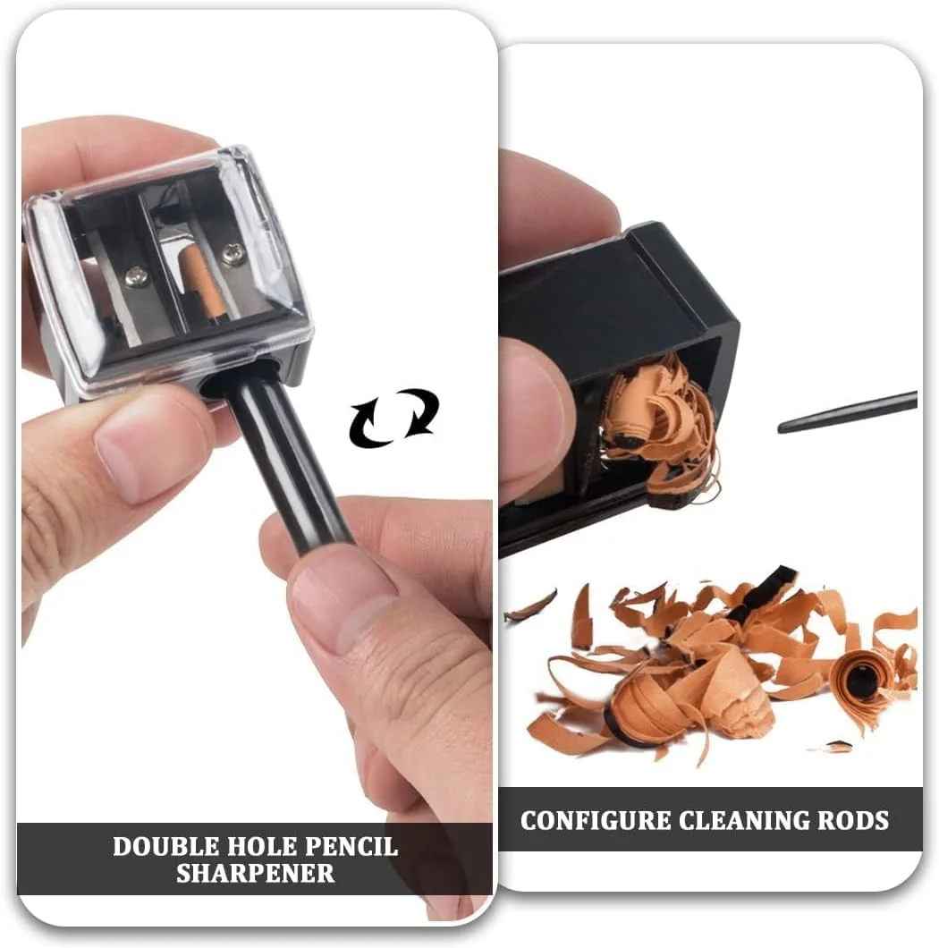 تراش آرایشی مداد، طراحی دو سوراخه، تراش لوازم آرایشی برای خط لب، خط چشم، مداد ابرو، مناسب برای مسافرت با درب، اندازه جهانی، 2 عدد تراش آرایشی مداد، طراحی دو سوراخه، تراش لوازم آرایشی برای خط لب، خط چشم، مداد ابرو، مناسب برای مسافرت با درب، اندازه جهانی، 2 عدد