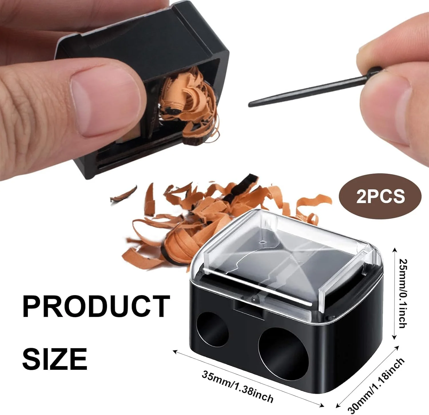 تراش آرایشی مداد، طراحی دو سوراخه، تراش لوازم آرایشی برای خط لب، خط چشم، مداد ابرو، مناسب برای مسافرت با درب، اندازه جهانی، 2 عدد تراش آرایشی مداد، طراحی دو سوراخه، تراش لوازم آرایشی برای خط لب، خط چشم، مداد ابرو، مناسب برای مسافرت با درب، اندازه جهانی، 2 عدد