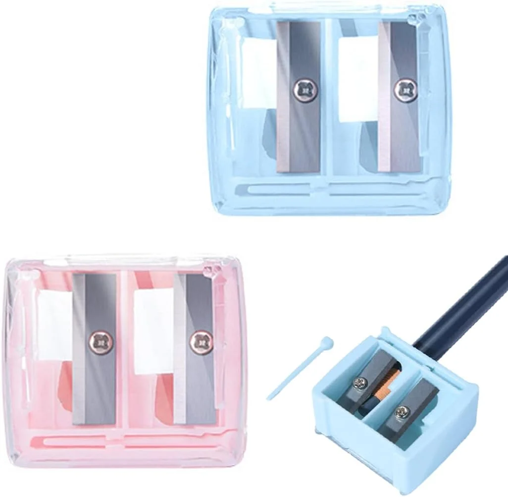 LQIOACU بسته 2 عددی تراش آرایشی، تراش لوازم آرایشی، مدادهای ضخیم و نازک، مدادهای ضخیم و نازک