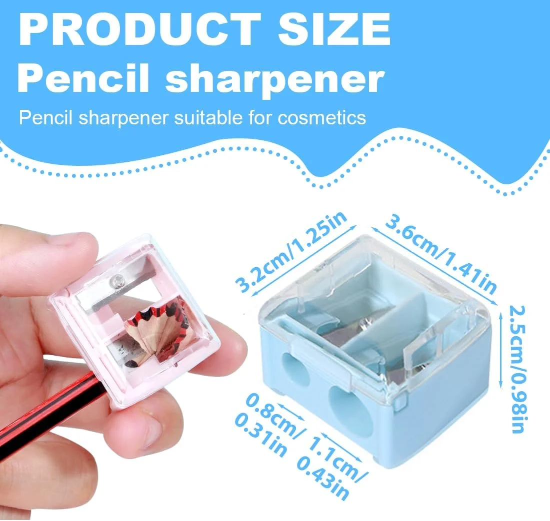 LQIOACU بسته 2 عددی تراش آرایشی، تراش لوازم آرایشی، مدادهای ضخیم و نازک، مدادهای ضخیم و نازک