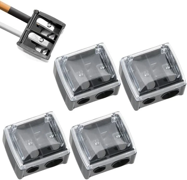 Lotbun Set of 4 Makeup Sharpener, Sharpener for Kajal Pencils, Cosmetic Pencil Sharpener, Lip Liner Eyeliner Pen Tool Make Up Double Sharpener