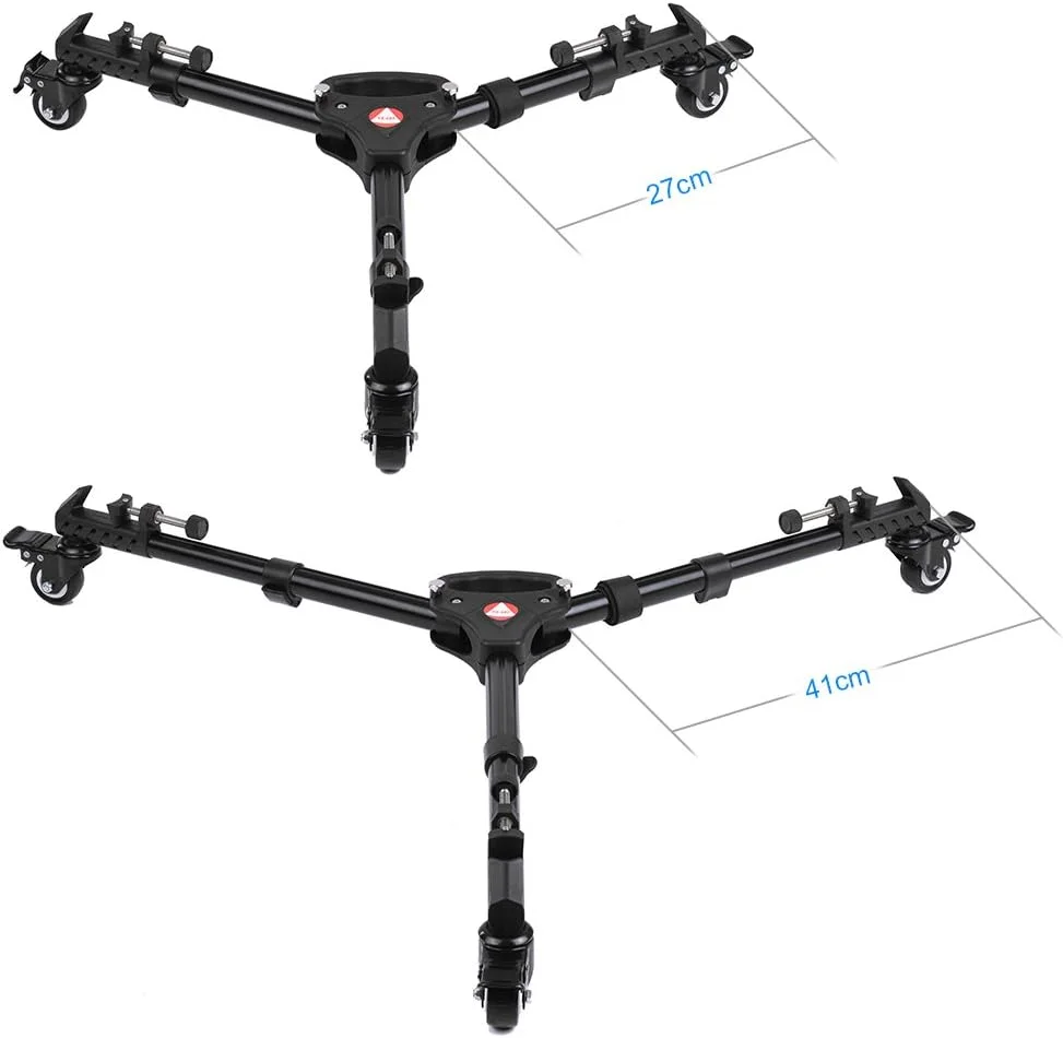 RGBS Photography Professional Heavy Duty Universal Folding Tripod Dolly with Rubber Wheels and Adjustable Leg Mounts for Canon Nikon Sony DSLR Cameras Camcorder Photo Video Lighting Max. Load 20kg