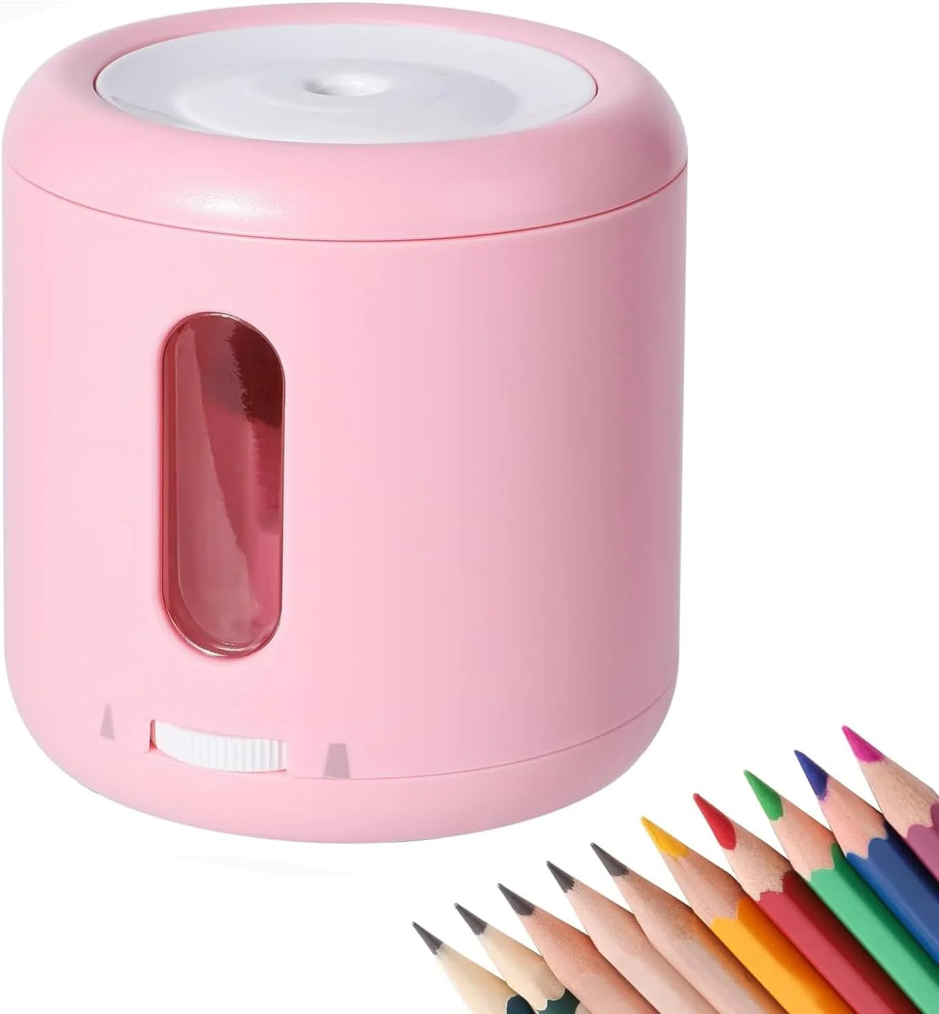 Joyzzz Electric Pencil Sharpener, Lightweight USB Rechargeable Pencil Sharpener with Safety Design, Portable Pencil Sharpener, 3s Fast Sharpen, Suitable for 6-8mm Colored Pencils (Pink)
