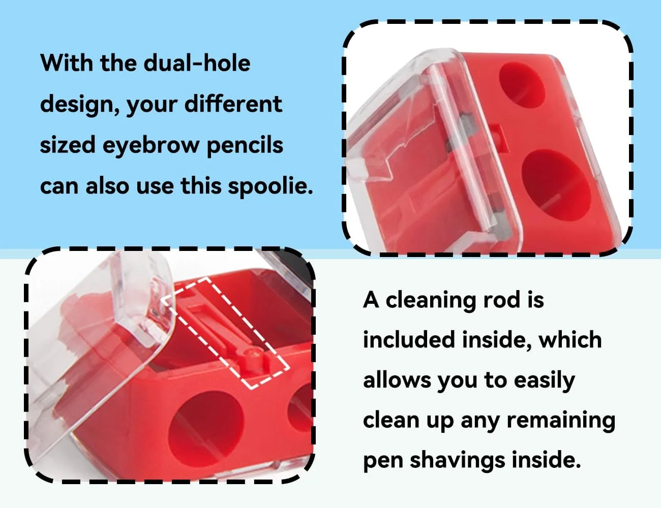 Lhbwhiz Pack of 4 Sharpeners for Eyeliner Pencils, 2 Holes Cosmetic Sharpener, Makeup Double Pencil Sharpener, Cosmetic Pencils, Portable Dual Sharpener, for Eyebrow Pencil, Lip Liner (Red)