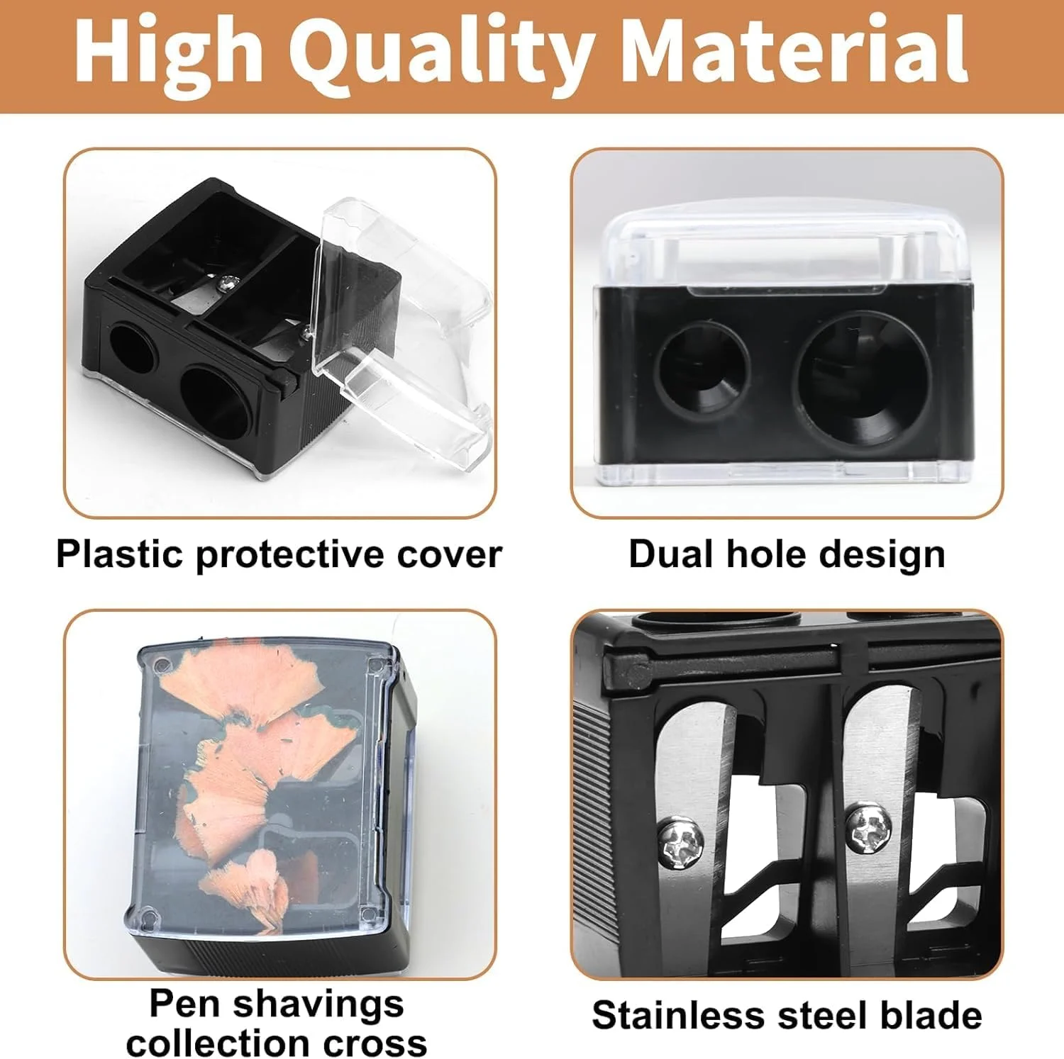 Lotbun Set of 4 Makeup Sharpener, Sharpener for Kajal Pencils, Cosmetic Pencil Sharpener, Lip Liner Eyeliner Pen Tool Make Up Double Sharpener