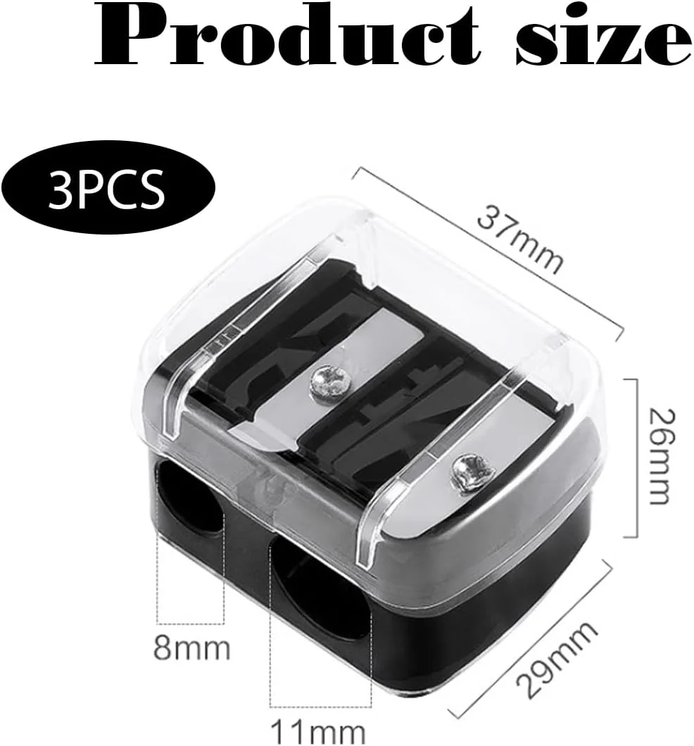 لونوینر بسته 3 عددی تراش آرایشی، مناسب برای استفاده روزانه، لوازم جانبی آرایشی، تراش برای مدادهای آرایشی، مشکی