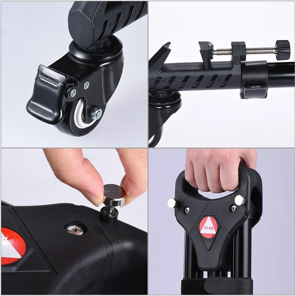 RGBS Photography Professional Heavy Duty Universal Folding Tripod Dolly with Rubber Wheels and Adjustable Leg Mounts for Canon Nikon Sony DSLR Cameras Camcorder Photo Video Lighting Max. Load 20kg