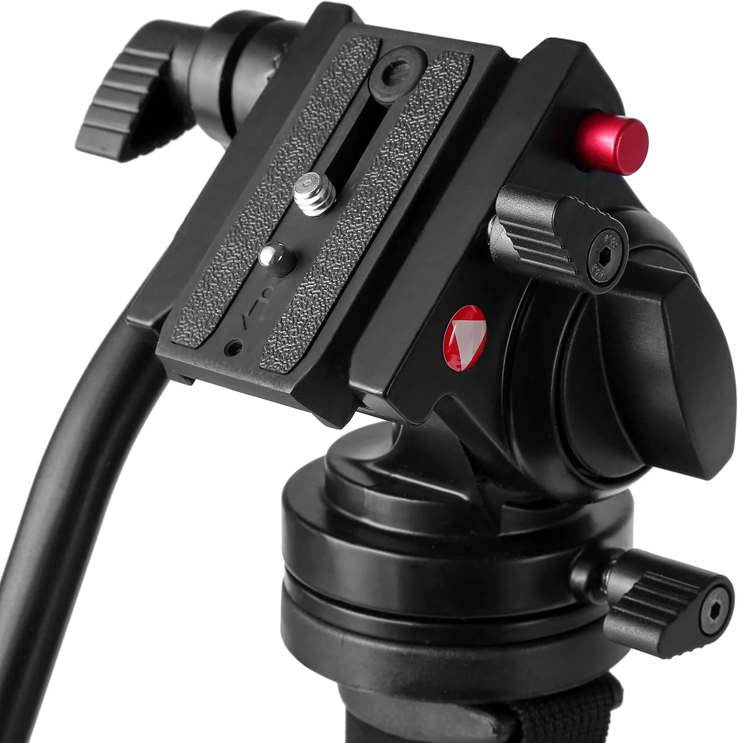 تک پایه سه پایه KINGJOY سری MP، 4 قسمتی با قفل چرخشی، پایه های تلسکوپی به همراه هد سیال و پایه نگهدارنده سه تایی تاشو، جمع و جور، مشکی (MP3008+KH-6750)