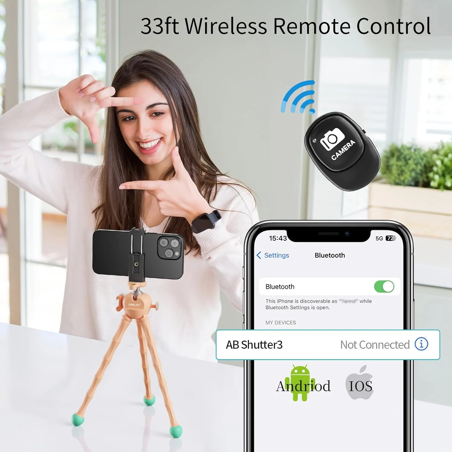 KINGJOY Mobile Phone Tripod Flexible Tripod for Camera Phone Compatible with Canon Nikon Cameras Action Camera with Phone Holder Maximum Load 11 pounds