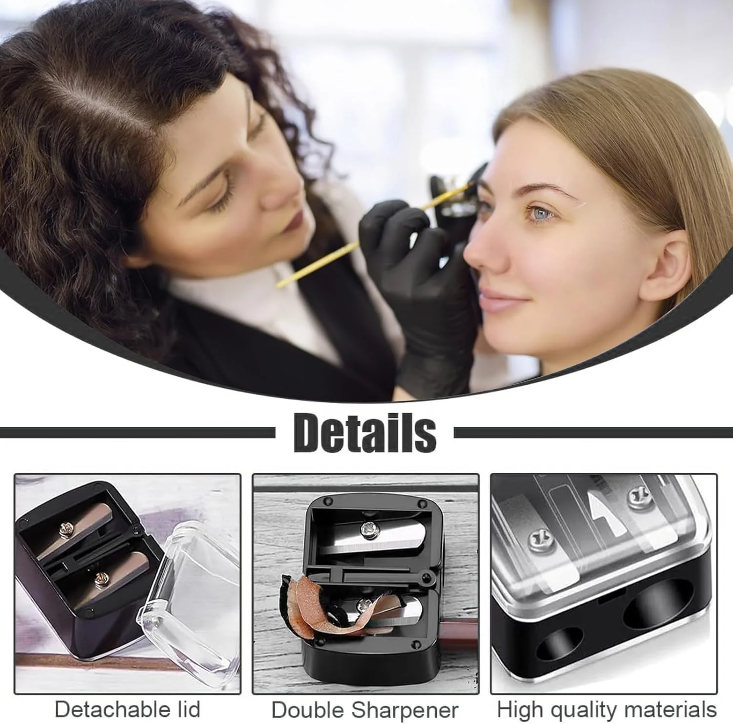 لونوینر بسته 3 عددی تراش آرایشی، مناسب برای استفاده روزانه، لوازم جانبی آرایشی، تراش برای مدادهای آرایشی، مشکی