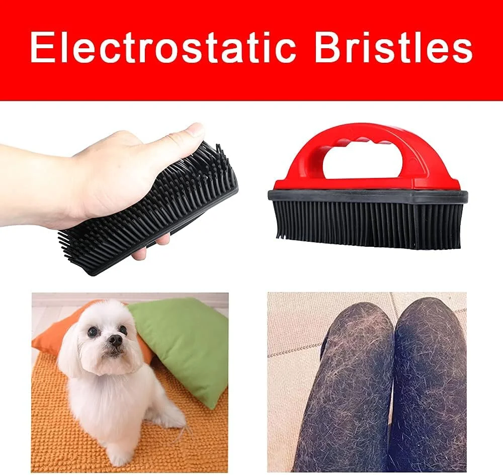برس موی حیوانات خانگی Godiyyer، برس پاک کننده مو و پرز، برس پاک کننده موی سگ و گربه، ابزار پاک کننده موی حیوانات خانگی، پاک کننده سیلیکونی پرز و زباله برای تمیز کردن، نظافت، پاک کردن پرز و خز، مناسب برای خانه، قرمز