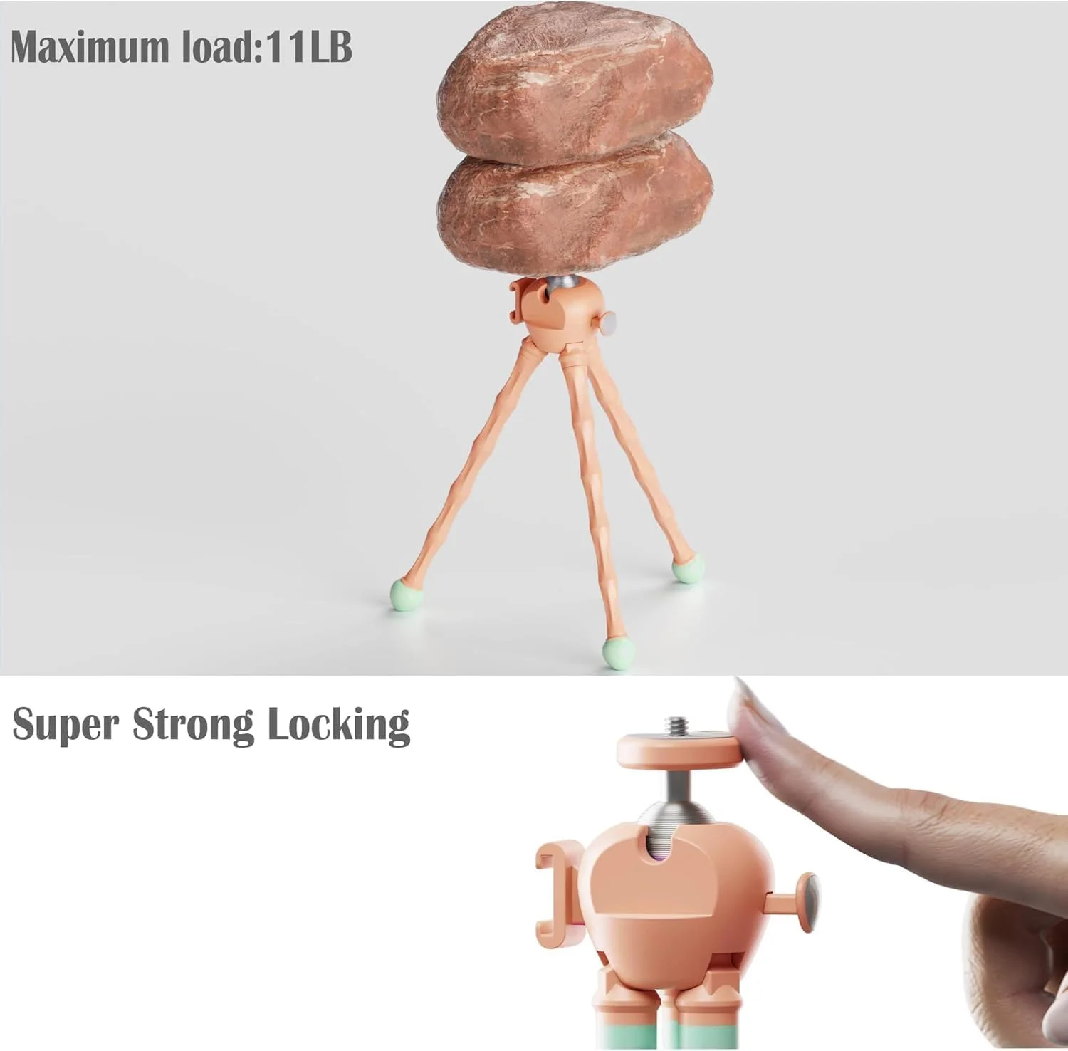 KINGJOY Mobile Phone Tripod Flexible Tripod for Camera Phone Compatible with Canon Nikon Cameras Action Camera with Phone Holder Maximum Load 11 pounds