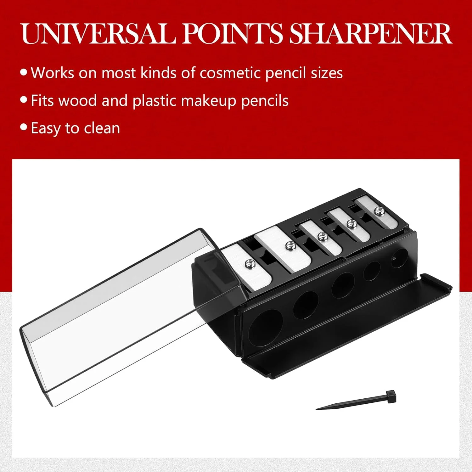 تراش آرایشی دستی مداد با نوک بلند Honoson، دارای 5 سوراخ و درب پلاستیکی، مناسب برای مدادهای آرایشی، خط چشم و نجاری، 2 عدد تراش آرایشی دستی مداد با نوک بلند Honoson، دارای 5 سوراخ و درب پلاستیکی، مناسب برای مدادهای آرایشی، خط چشم و نجاری، 2 عدد