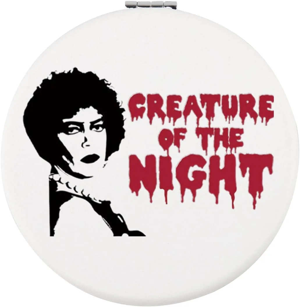 آینه آرایشی AATOP Rocky Horror، هدیه ای برای طرفداران فیلم موزیکال، آینه مسافرتی جیبی با تم فیلم ترسناک (آینه شب 1uk)