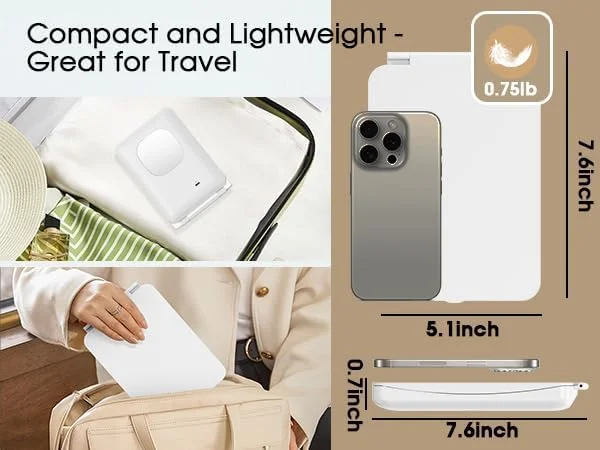 آینه آرایشی چراغ دار با بزرگنمایی 10X/1X، آینه بزرگنمایی شارژی با 80 LED و باتری 2000mAh، آینه رومیزی مسافرتی قابل حمل با نورپردازی 3 رنگ قابل تنظیم، لوازم ضروری سفر