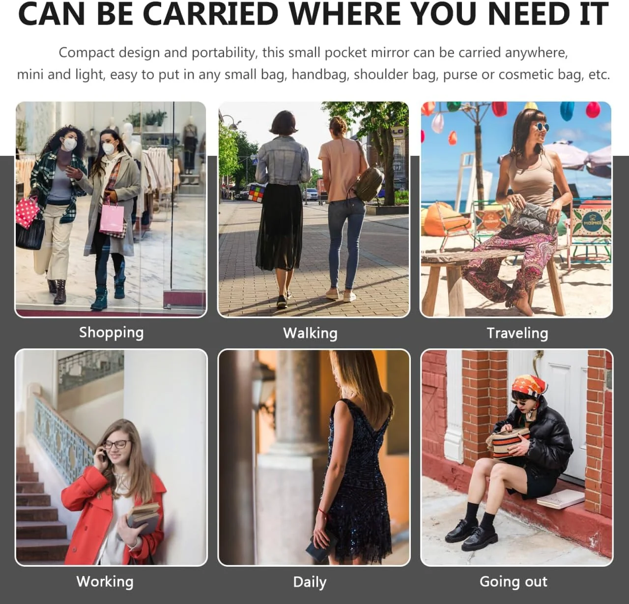 آرتیبتر آینه جیبی عتیقه گرد تاشو دو طرفه برای آرایش بانوان، مادران و کودکان (رنگ تصادفی)