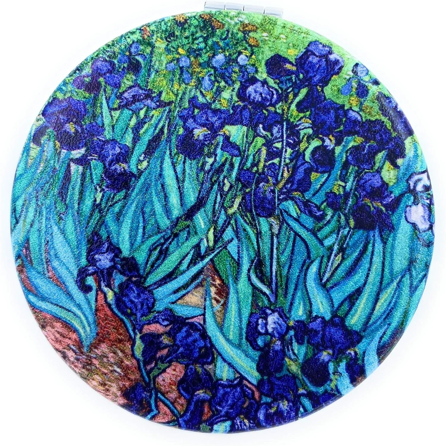 آینه جیبی زنانه Aeisage، آینه مسافرتی کوچک، بزرگنمایی طرح گل های زنبق اثر ونگوگ، آینه کیف پول، هدیه ای منحصر به فرد برای مادر هنرمند