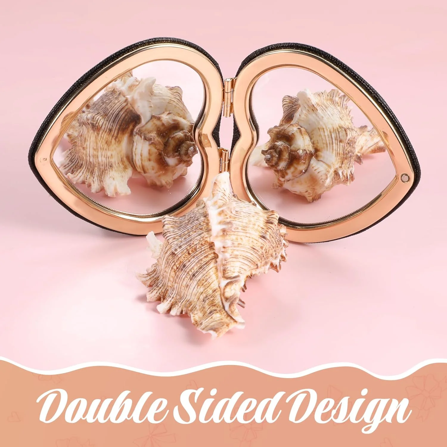 آینه جیبی جمع و جور Apausvcm، آینه تاشو کوچک قابل حمل مینیاتوری به شکل قلب، آینه دو طرفه بزرگنمایی 1X/2X، آینه آرایشی مسافرتی مشکی برای زنان و دختران آینه جیبی جمع و جور Apausvcm، آینه تاشو کوچک قابل حمل مینیاتوری به شکل قلب، آینه دو طرفه بزرگنمایی 1X/2X، آینه آرایشی مسافرتی مشکی برای زنان و دختران