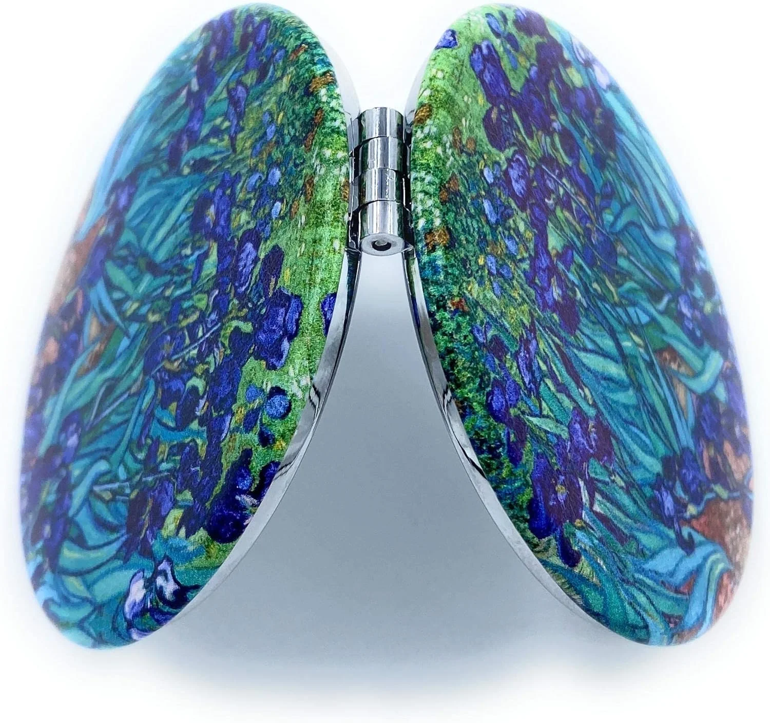 آینه جیبی زنانه Aeisage، آینه مسافرتی کوچک، بزرگنمایی طرح گل های زنبق اثر ونگوگ، آینه کیف پول، هدیه ای منحصر به فرد برای مادر هنرمند