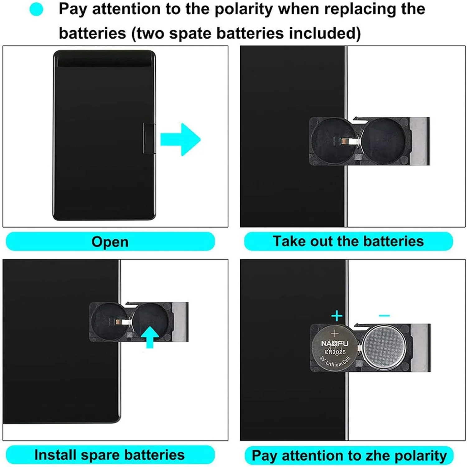 آینه آرایشی مسافرتی LED Arabest، آینه تاشو جمع و جور با بزرگنمایی 1X/2X، آینه آرایشی قابل حمل با 8 چراغ LED قابل تنظیم، آینه رومیزی لمسی (مشکی)