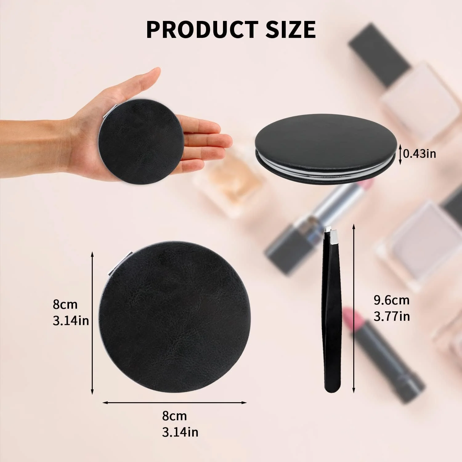 آینه جیبی Andiker با 1 موچین، آینه مسافرتی تاشو بزرگنمایی دار، آینه جیبی تاشو 8 سانتی متری برای آرایش آینه جیبی Andiker با 1 موچین، آینه مسافرتی تاشو بزرگنمایی دار، آینه جیبی تاشو 8 سانتی متری برای آرایش