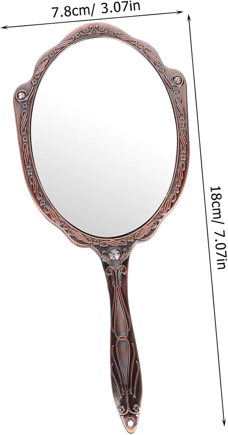 آینه آرایشی مسافرتی Angoily، آینه دستی با دسته، آینه فلزی قابل حمل