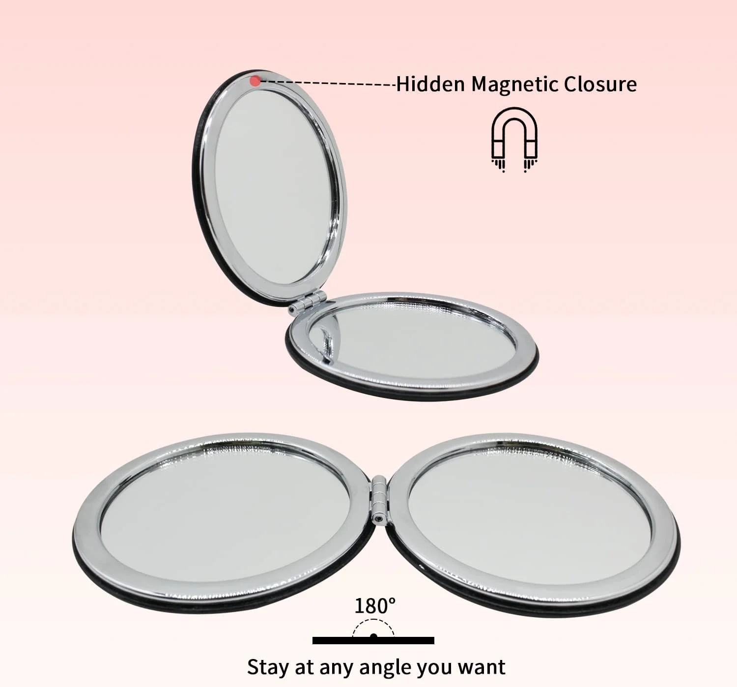 آینه جیبی Andiker با 1 موچین، آینه مسافرتی تاشو بزرگنمایی دار، آینه جیبی تاشو 8 سانتی متری برای آرایش آینه جیبی Andiker با 1 موچین، آینه مسافرتی تاشو بزرگنمایی دار، آینه جیبی تاشو 8 سانتی متری برای آرایش