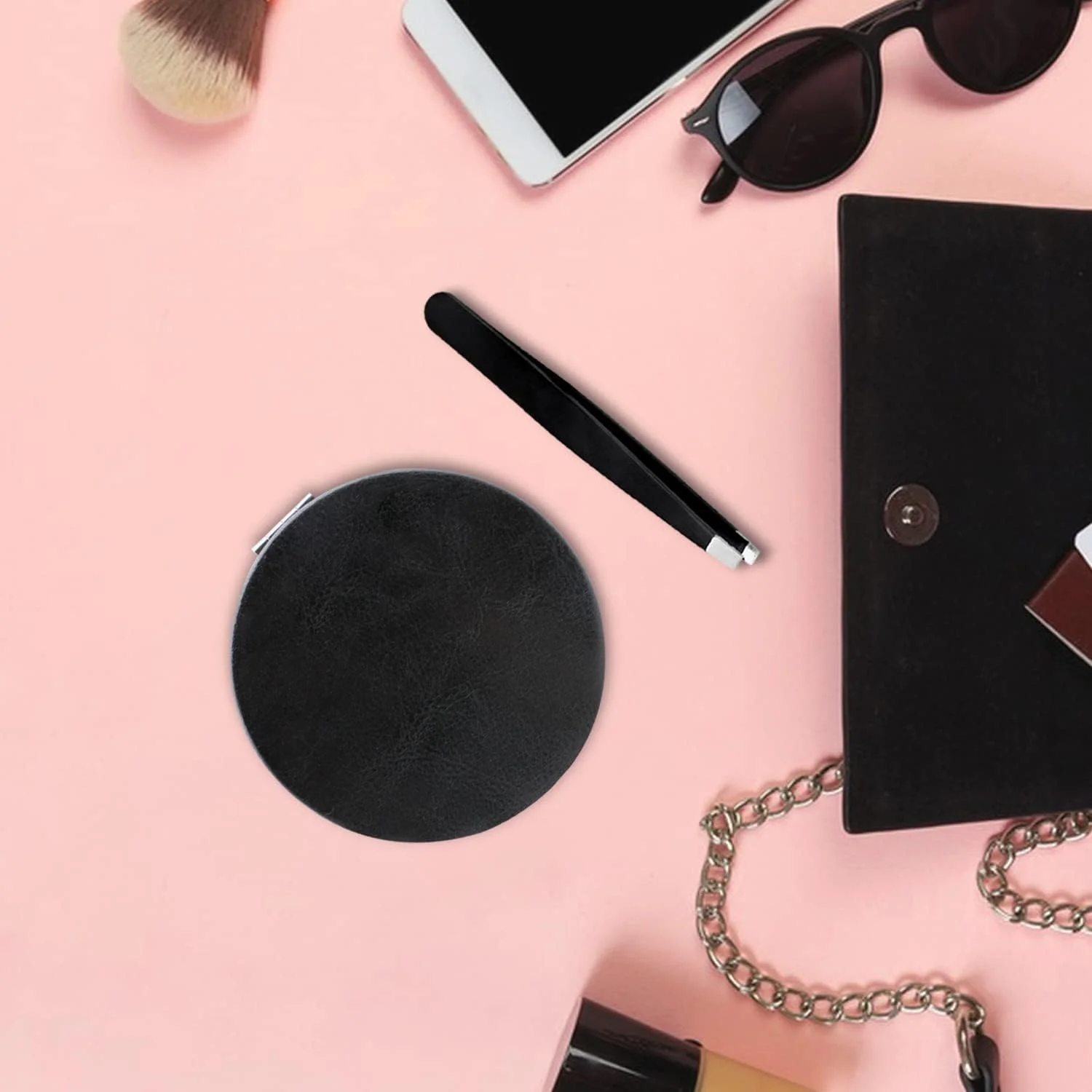 آینه جیبی Andiker با 1 موچین، آینه مسافرتی تاشو بزرگنمایی دار، آینه جیبی تاشو 8 سانتی متری برای آرایش آینه جیبی Andiker با 1 موچین، آینه مسافرتی تاشو بزرگنمایی دار، آینه جیبی تاشو 8 سانتی متری برای آرایش