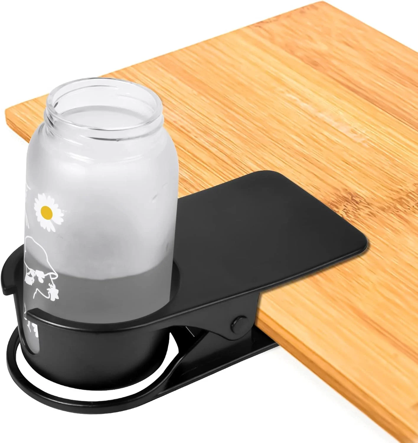 گیره نگهدارنده لیوان نوشیدنی Pinsheng، گیره بزرگ لیوان کنار میز کار خانگی و اداری، گیره فنجان کنار میز قابل حمل با طراحی گیره نعلبکی فنجان برای نوشیدنی آب، نوشابه، قهوه، چای (مشکی)