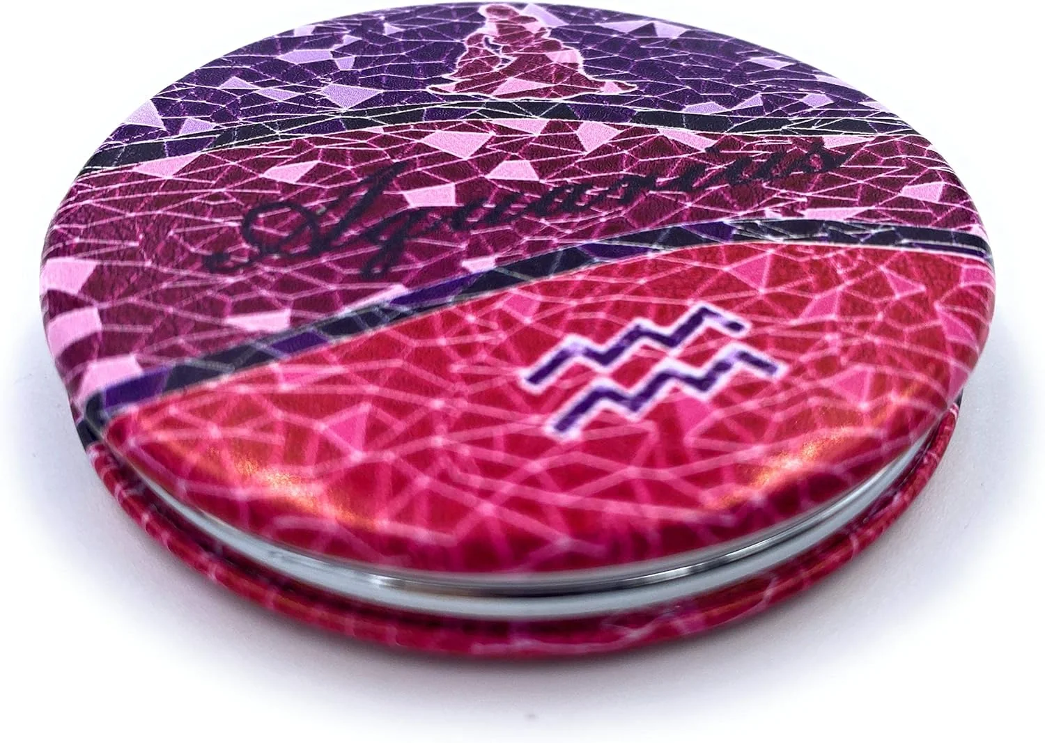 Aeisage Pocket Small Mirror Compact Aquarius Makeup Gift for Women Birthday with Zodiac Aquarius Sign Pocket Charms Diameter 2.75 x 0.4 Thickness