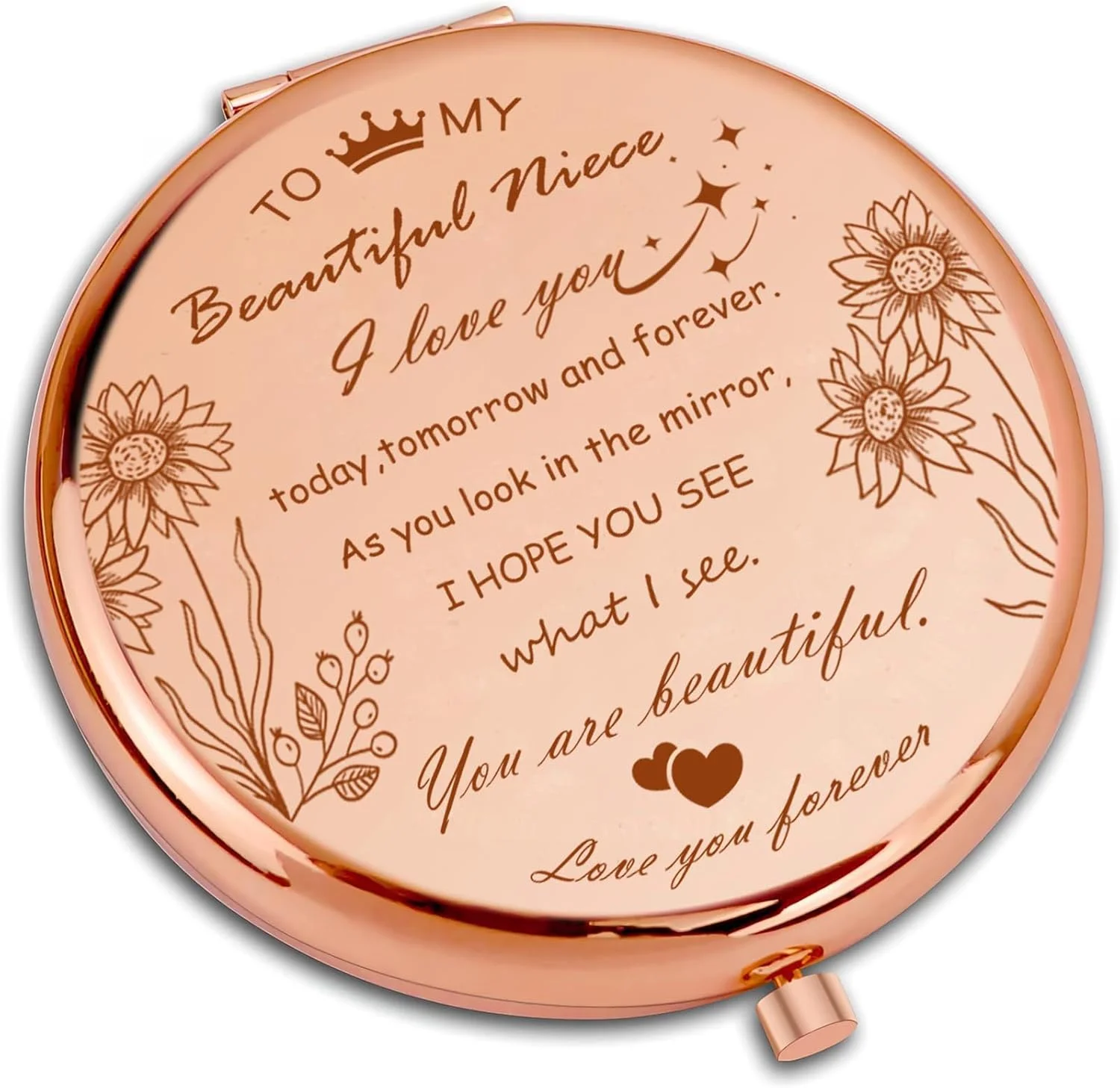 آینه آرایشی جیبی جمع و جور AmiCera - هدیه تولد برای خواهرزاده، هدیه خواهرزاده از طرف عمه، هدیه خنده دار برای خواهرزاده، هدیه مسافرتی برای او، هدیه تولد خاص برای او