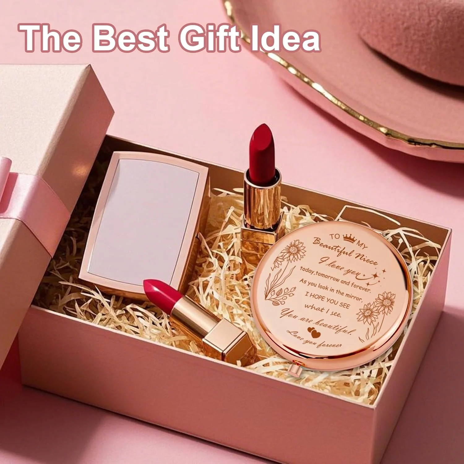 آینه آرایشی جیبی جمع و جور AmiCera - هدیه تولد برای خواهرزاده، هدیه خواهرزاده از طرف عمه، هدیه خنده دار برای خواهرزاده، هدیه مسافرتی برای او، هدیه تولد خاص برای او