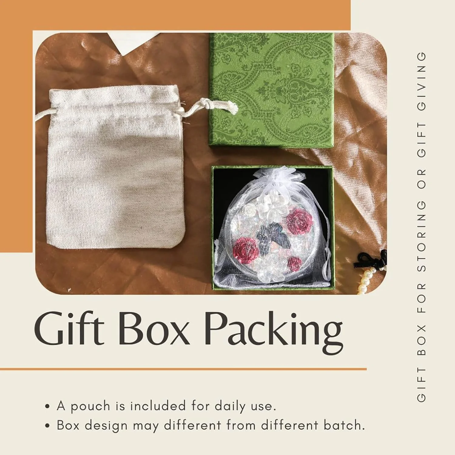 آینه جیبی کوچک Amanman با طرح پروانه، آینه آرایشی تاشو با بزرگنمایی 1 و 2 برابر (نقره ای)