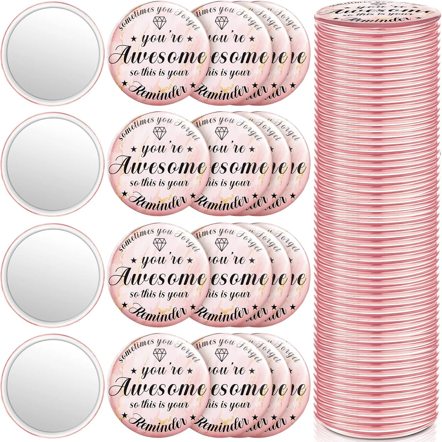 2.76 Inch 36 Pcs Inspirational Compact Mirror Bulk Gifts for Women Mini Pocket Mirror Small Employee Round Makeup for ‌Christmas Galentines Mothers Nurse Quinceanera