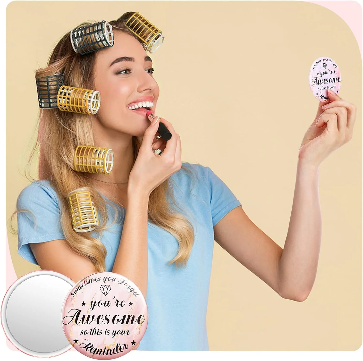 2.76 Inch 36 Pcs Inspirational Compact Mirror Bulk Gifts for Women Mini Pocket Mirror Small Employee Round Makeup for ‌Christmas Galentines Mothers Nurse Quinceanera