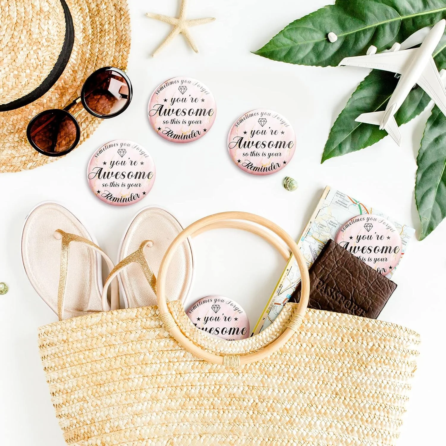 2.76 Inch 36 Pcs Inspirational Compact Mirror Bulk Gifts for Women Mini Pocket Mirror Small Employee Round Makeup for ‌Christmas Galentines Mothers Nurse Quinceanera