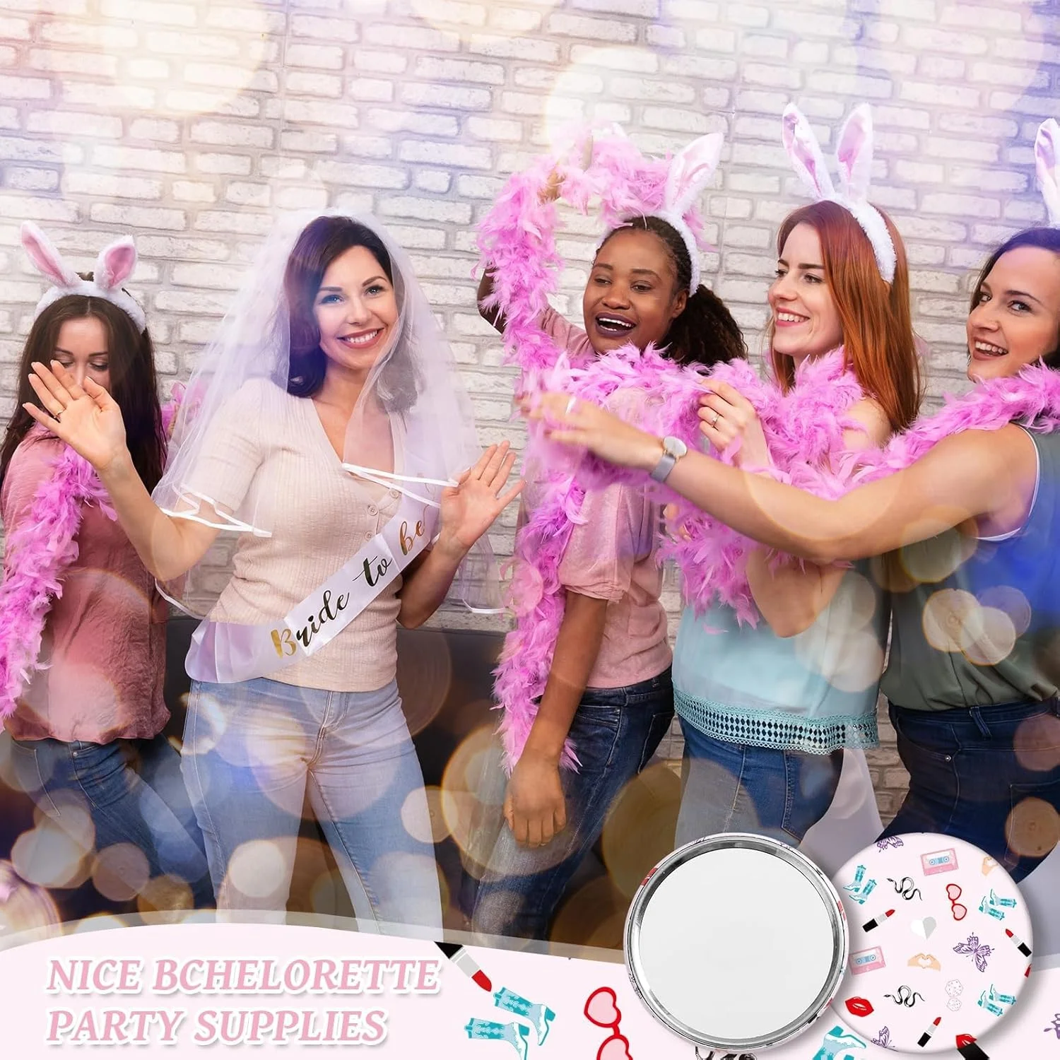 آینه جیبی فشرده 12 عددی برای لوازم مهمانی با تم دوران مختلف، آینه جیبی مهمانی کنسرت دوران مختلف 2.76 اینچی، مهمانی موسیقی دیسکو دهه 1990، آرایش گرد قدیمی قابل حمل برای هدایای تولد دخترانه، تزئینات مجردی