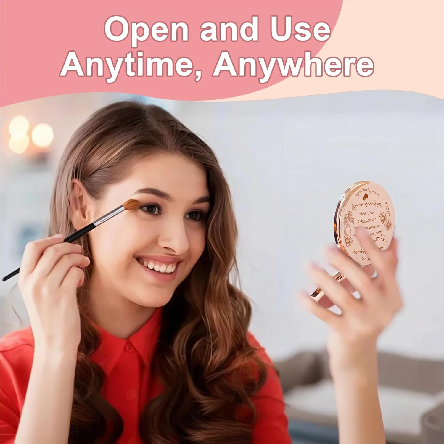 آینه آرایشی جیبی جمع و جور AmiCera، هدیه ای الهام بخش برای دختر، هدیه تولد دختر، هدیه ای برای تشویق دختر، آینه آرایشی مسافرتی برای دختر