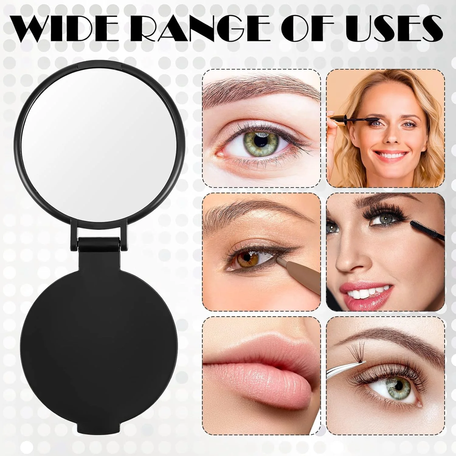 آینه تاشو کوچک گرد، آینه جیبی قابل حمل و قدیمی، آینه آرایشی پلاستیکی کوچک عمده برای زنان، دختران، کودکان، مسافرت، استفاده روزانه، مهمانی، سیاه و سفید (150 عدد)
