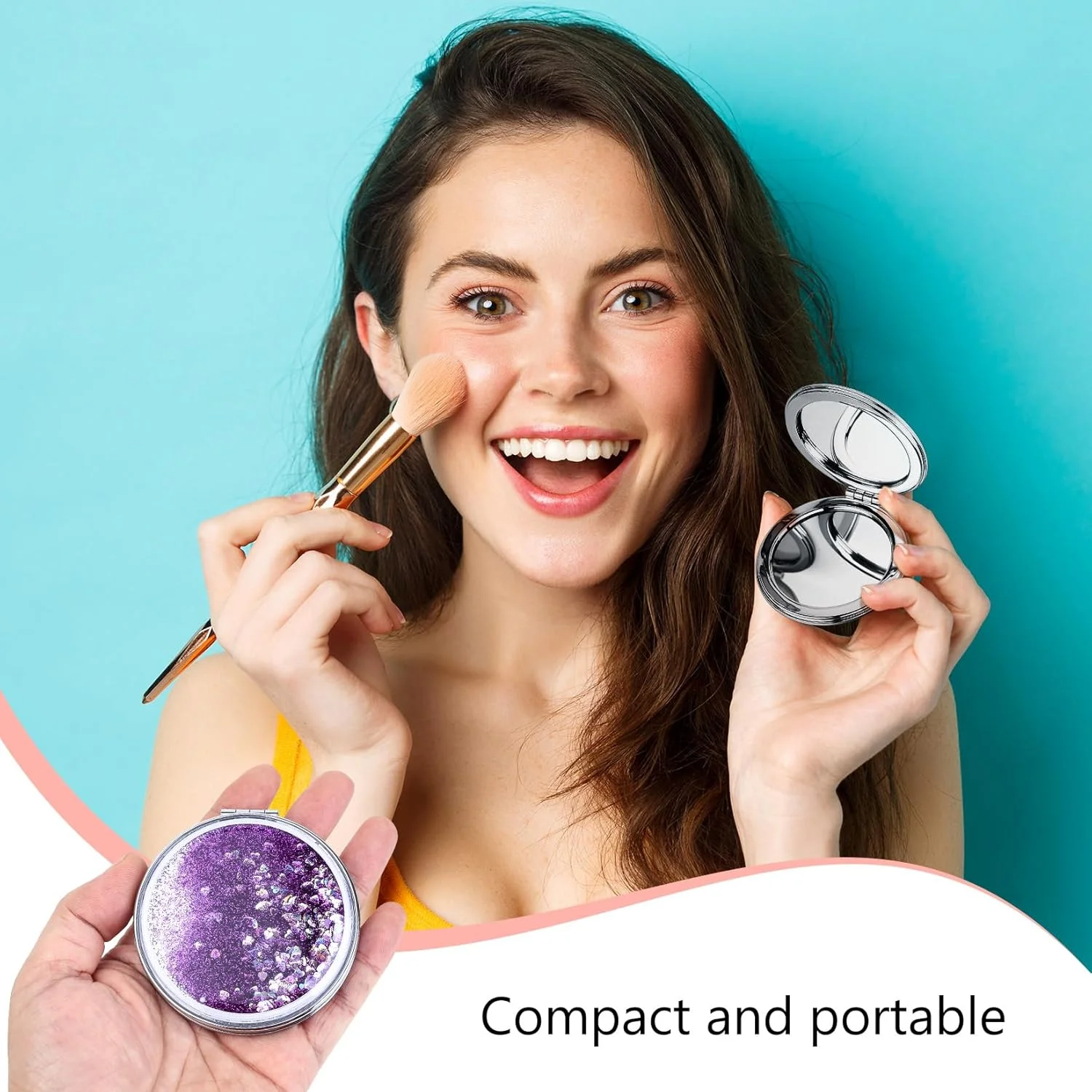 آینه جیبی ANBEEISS، 2 عدد آینه آرایشی تاشو دو طرفه، آینه دستی گرد برای کیف پول، مناسب برای زنان، دختران و مردان