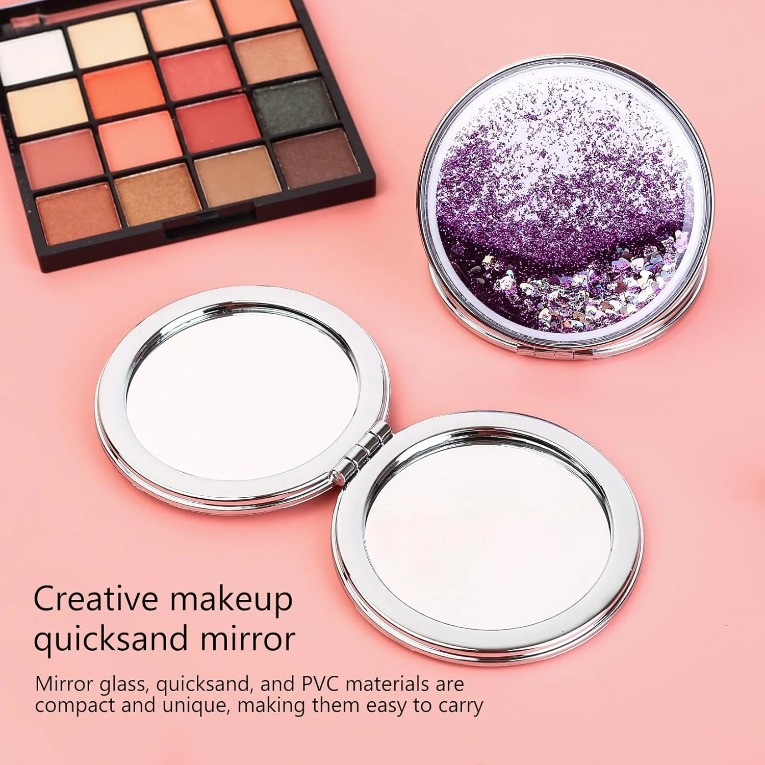 آینه جیبی ANBEEISS، 2 عدد آینه آرایشی تاشو دو طرفه، آینه دستی گرد برای کیف پول، مناسب برای زنان، دختران و مردان