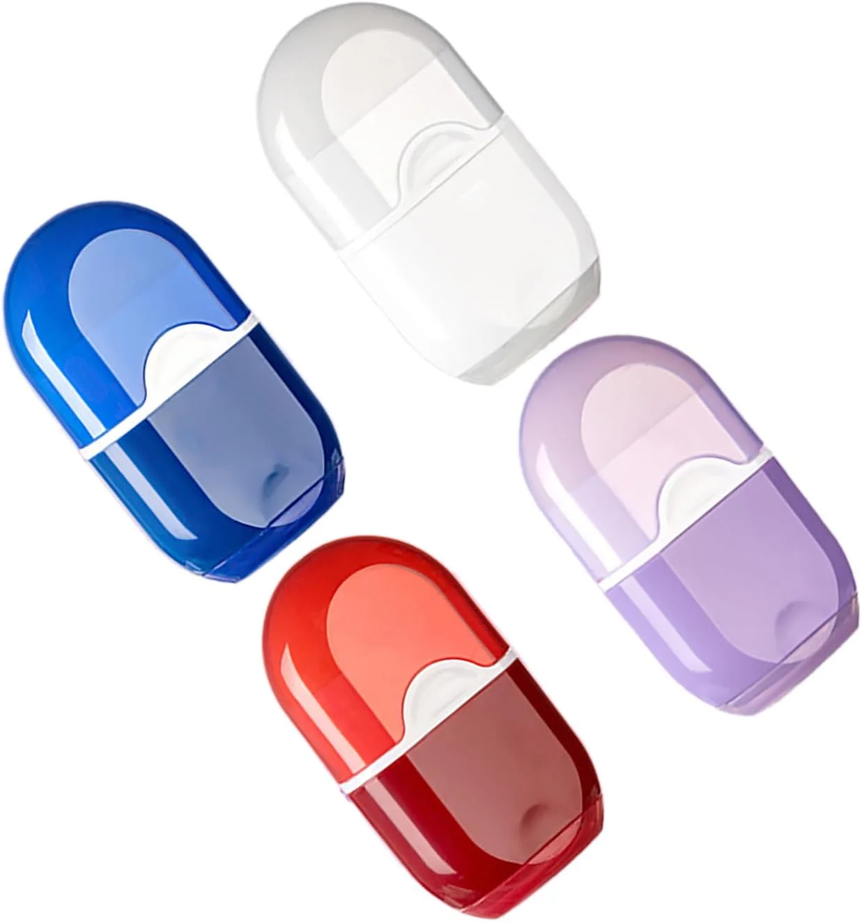 مداد تراش GZBABY با پاک کن 4 عددی، مداد تراش و پاک کن دستی 2 در 1، چند منظوره (سفید، بنفش، آبی، قرمز)