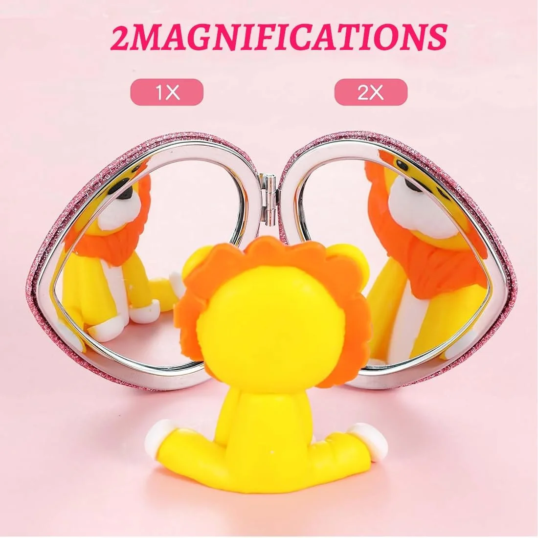 آینه جیبی تاشو PU قابل حمل، 72 میلی متر، مناسب کیف پول، آرایش و مسافرت (قلب صورتی)، یک عدد آینه جیبی تاشو PU قابل حمل، 72 میلی متر، مناسب کیف پول، آرایش و مسافرت (قلب صورتی)، یک عدد