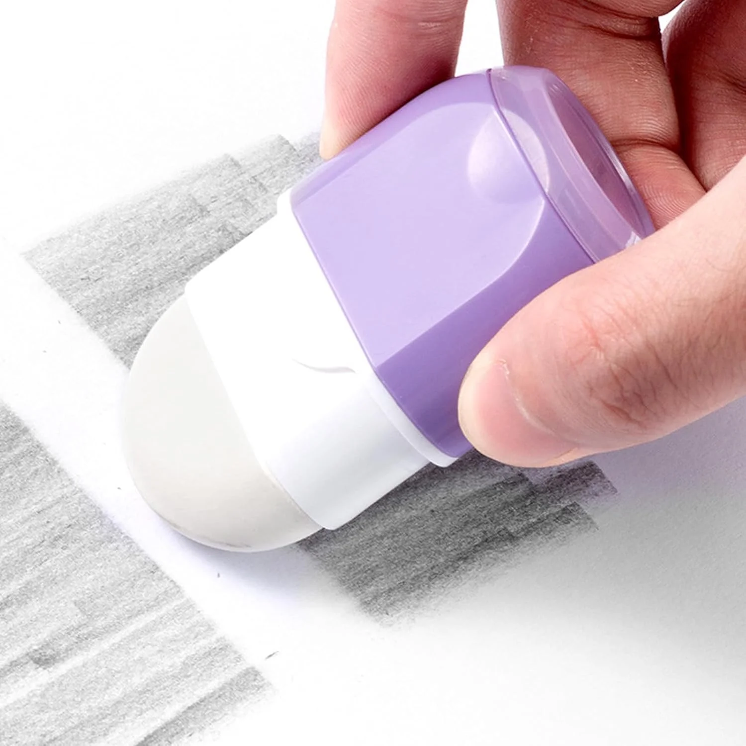 مداد تراش GZBABY با پاک کن 4 عددی، مداد تراش و پاک کن دستی 2 در 1، چند منظوره (سفید، بنفش، آبی، قرمز)