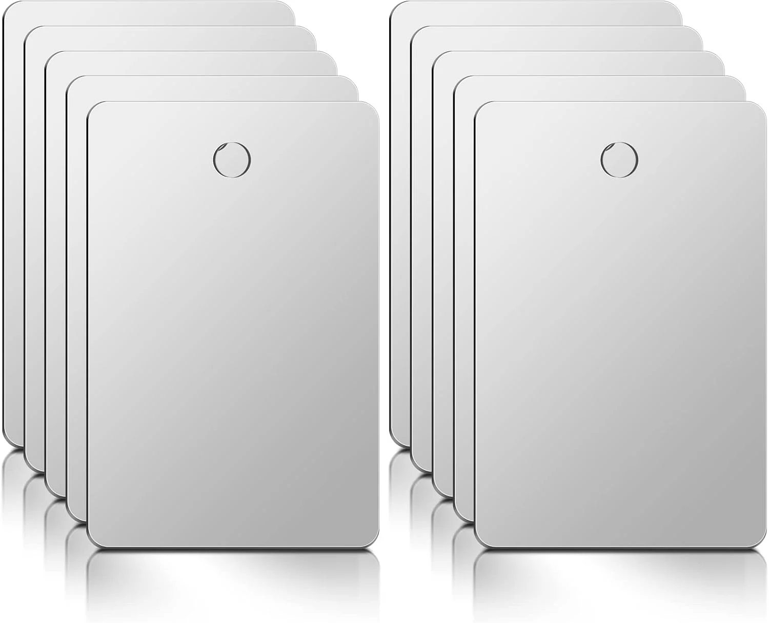 آینه پلاستیکی نشکن سبک وزن، مناسب اصلاح صورت، آرایش و مسافرت، بسته 10 عددی، 11x7 سانتی متر