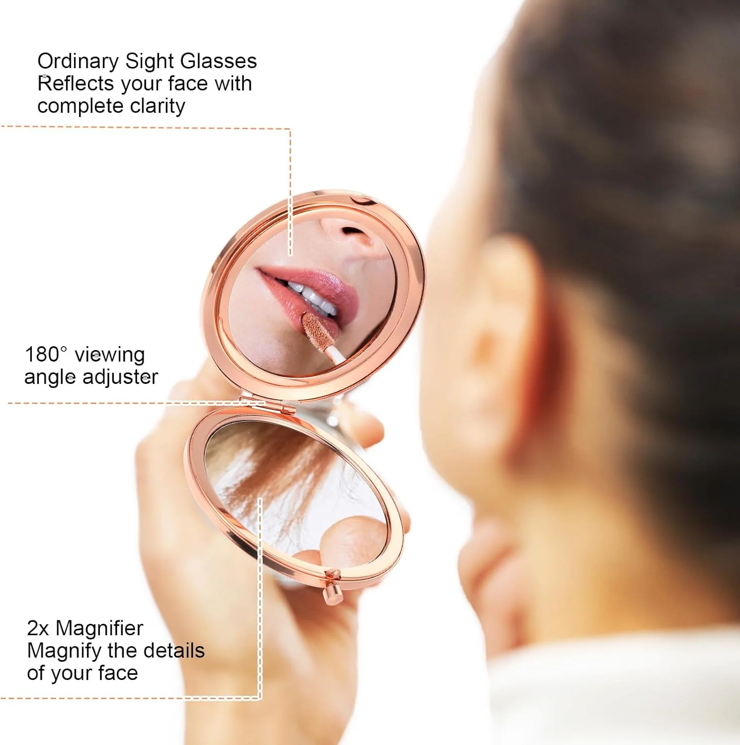 آینه جیبی فشرده الهام بخش 10 عددی، آینه دو طرفه بزرگنمایی 1x/2x، آینه فشرده فلزی نگین دار 2.75 اینچی، هدایای قدردانی الهام بخش برای روز ولنتاین، زنان، پرستاران و دوستان