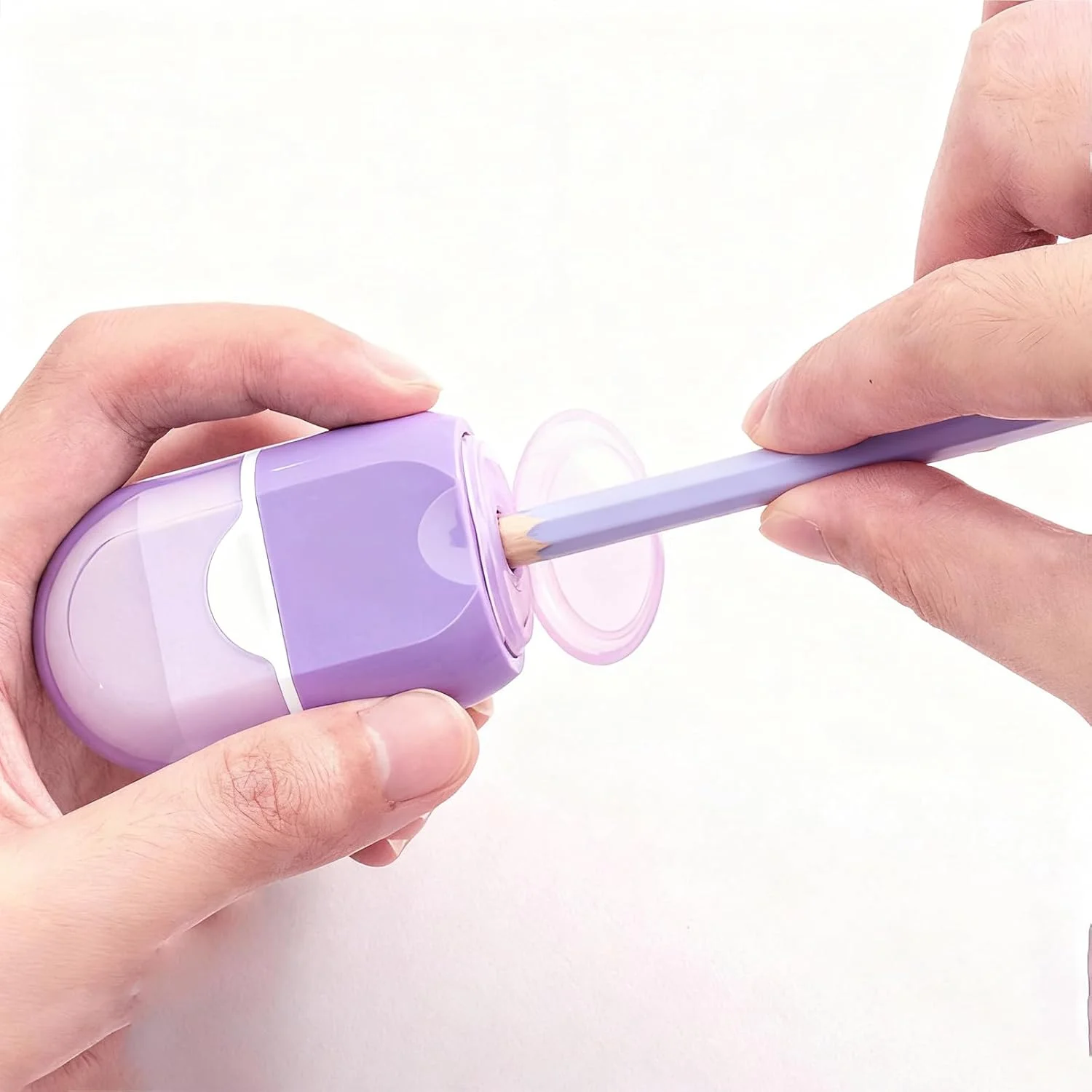 مداد تراش GZBABY با پاک کن 4 عددی، مداد تراش و پاک کن دستی 2 در 1، چند منظوره (سفید، بنفش، آبی، قرمز)