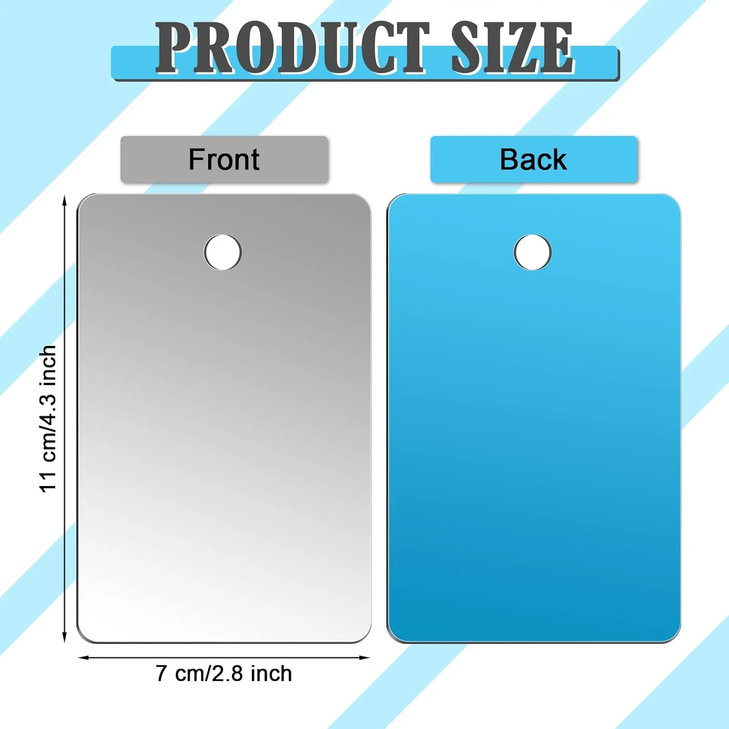 آینه پلاستیکی نشکن سبک وزن، مناسب اصلاح صورت، آرایش و مسافرت، بسته 10 عددی، 11x7 سانتی متر