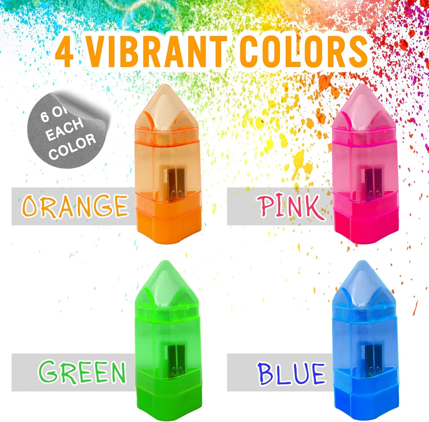 تراش دستی مداد با پاک کن - تراش مداد رنگی زیبا با درپوش و مخزن بسته 24 عددی - لوازم مدرسه جالب